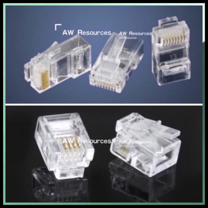 RJ45 Connector Cat-5E / RJ11 6p4c Modular Telephone Plug Connector ...