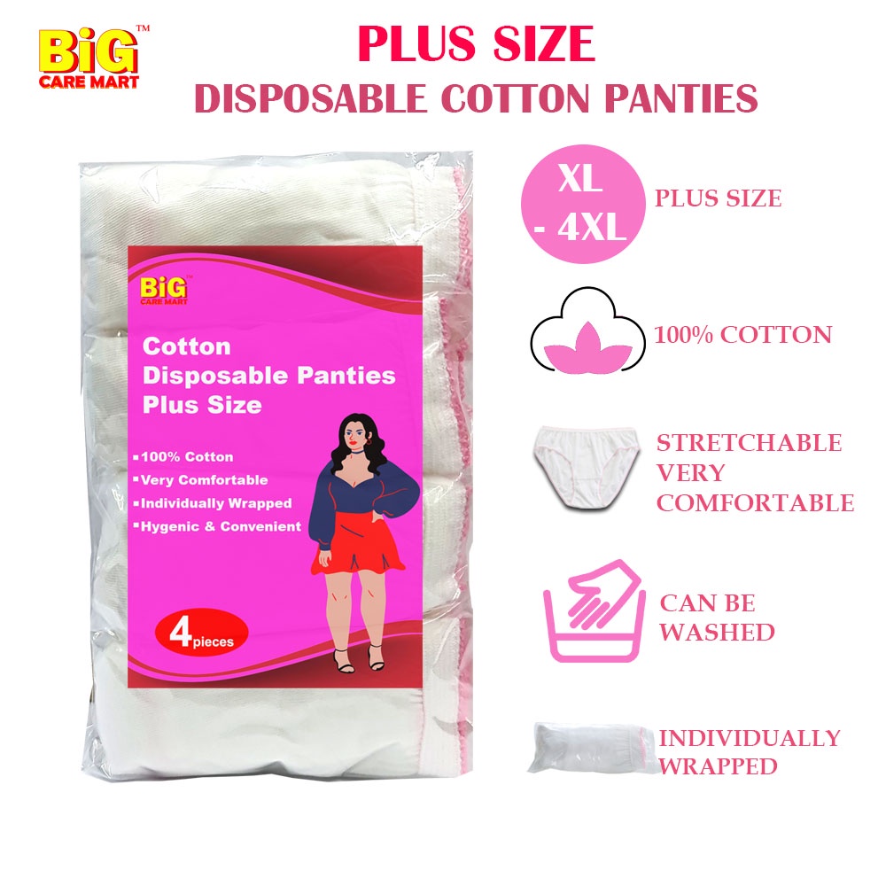 Big Care Mart Plus Size Disposable Panties Cotton Panties Pakai Buang 4piece Shopee Malaysia 4499