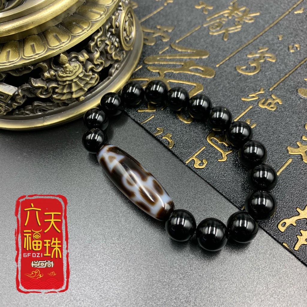 六福天珠6F Dzi 】欢喜佛新天珠（单颗新天珠/黑玛瑙手串） | Shopee