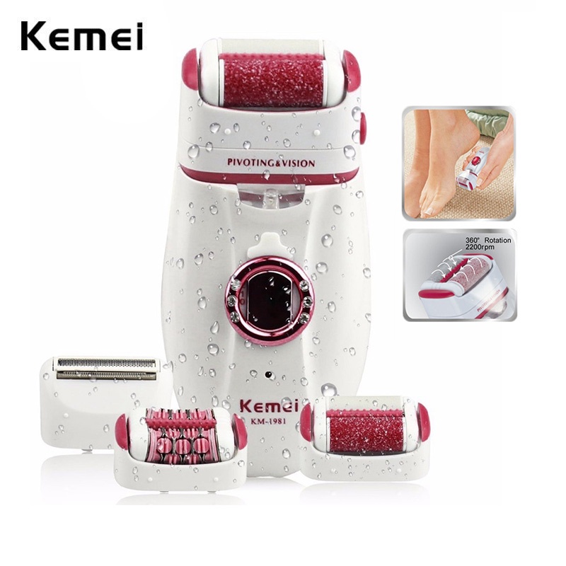 Kemei Washable Women Epilator Electric Female Facial Body Hair Removal ...