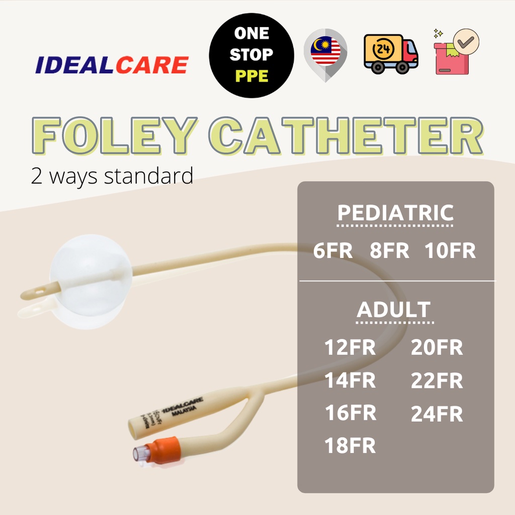 [OneStopPPE] 2Way Foley Catheters Sterile Pack Silicone Coated Shopee Malaysia