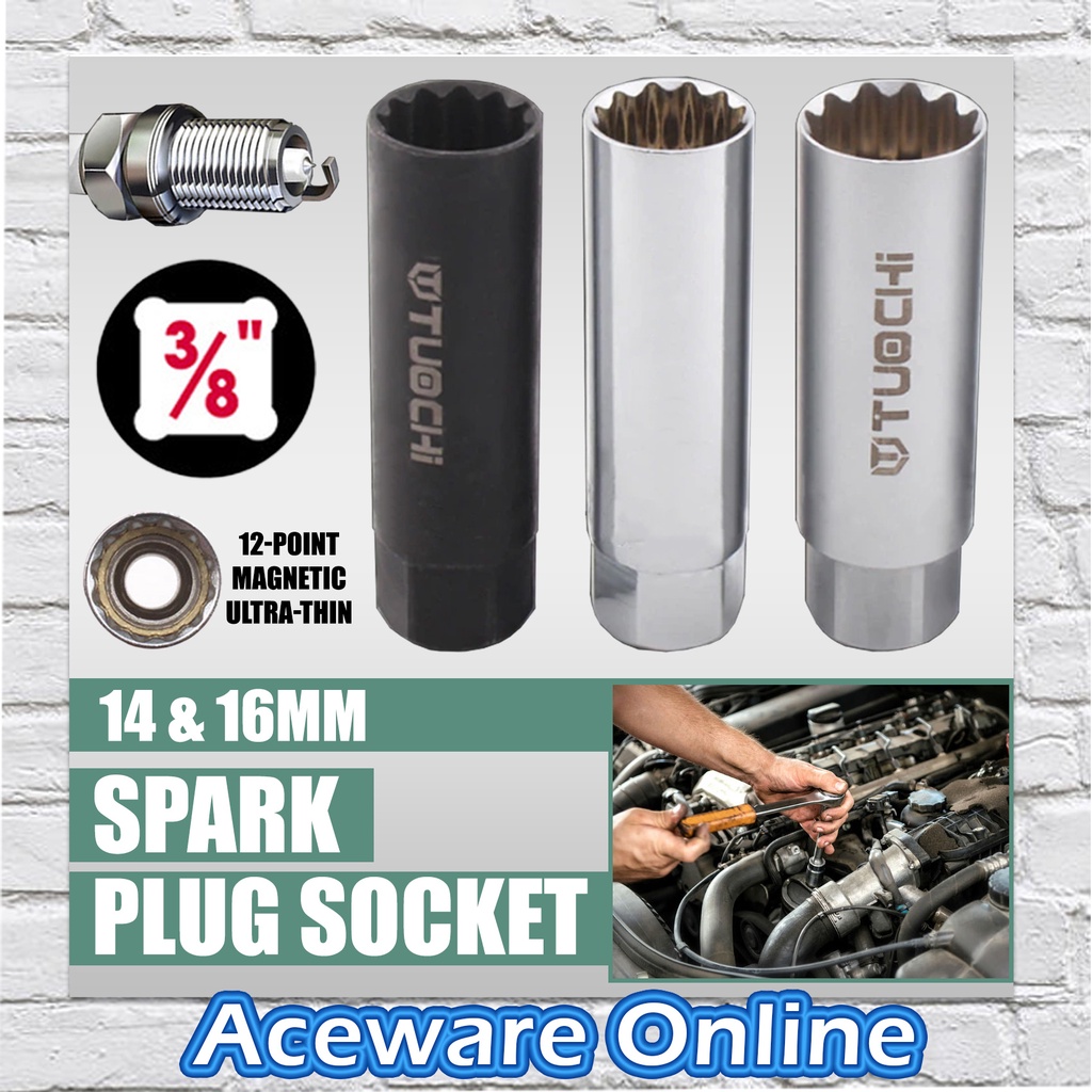 3/8" SQ DRIVE SPARK PLUG SOCKET 14MM 16MM DRIVE CHROME VADADIUM HIGH