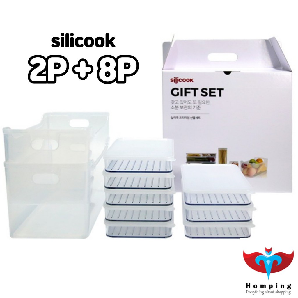 [Silicook] Half Tray Large 2P + Flat No. 2 Container 8P Economical Set ...