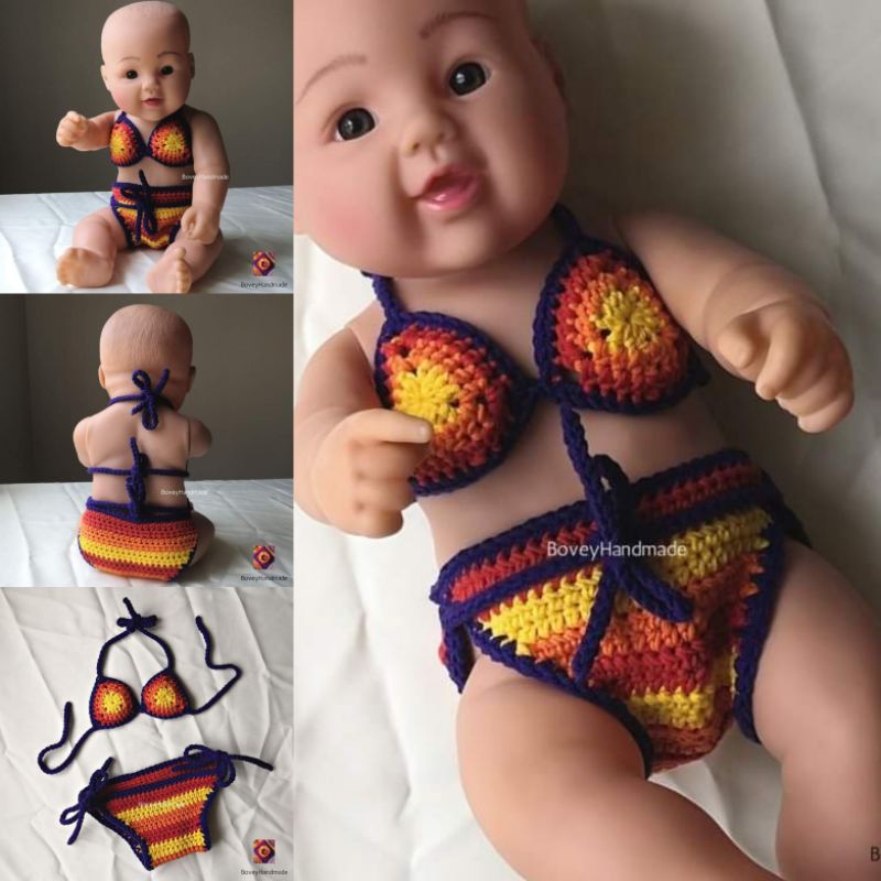 Crochet Baby Bikini Knit Newborn Swimwear Handmade Newborn Photography Props Benang Kait Swimwear for baby Shopee Malaysia