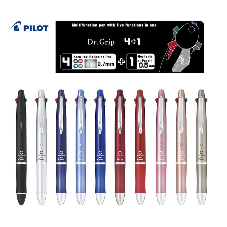 Pilot Dr.Grip 4+1 Ball Point Pen 0.7mm Pencil 0.5mm Select from 10