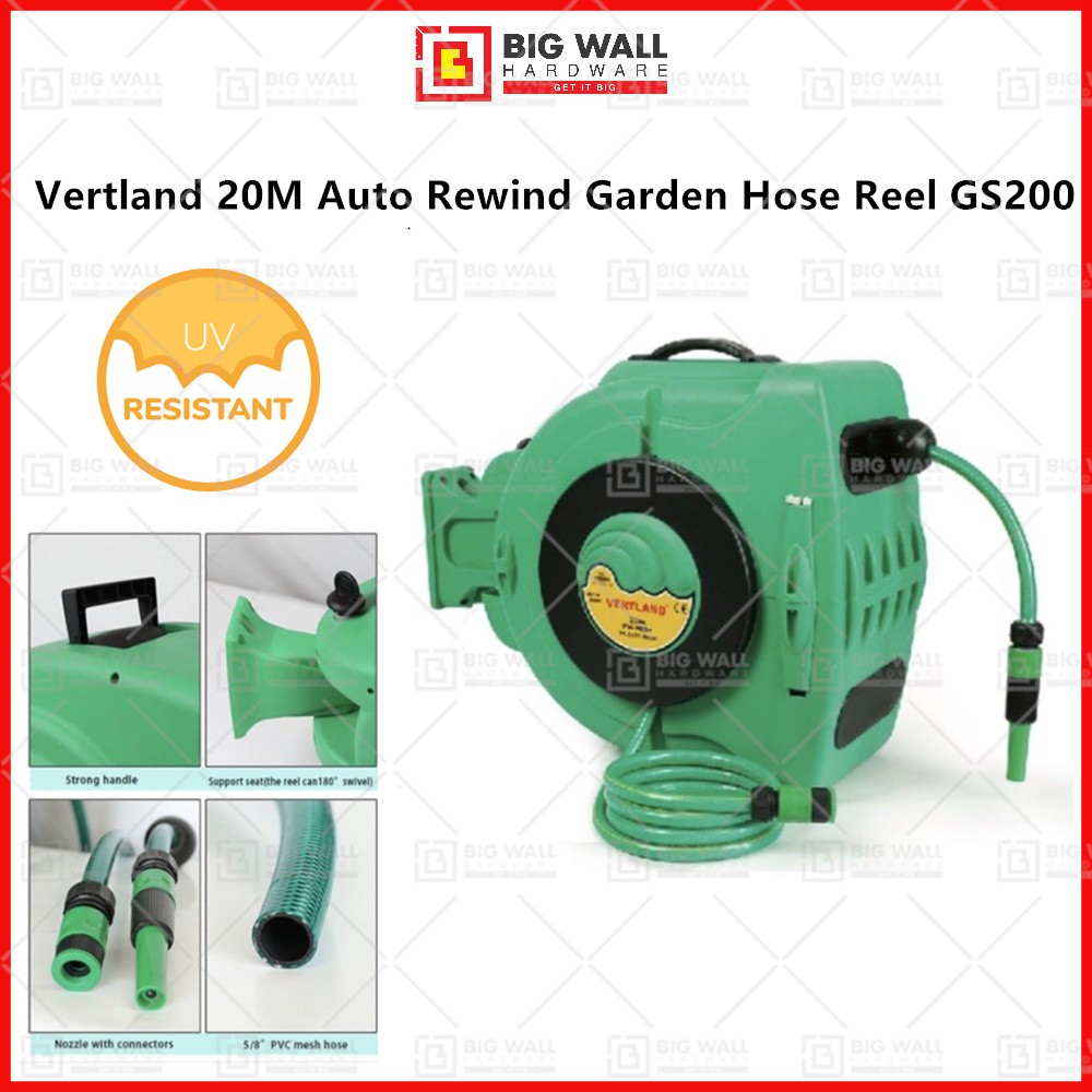 Vertland 20M Auto Rewind Garden Hose Reel GS200 Gardening Tool