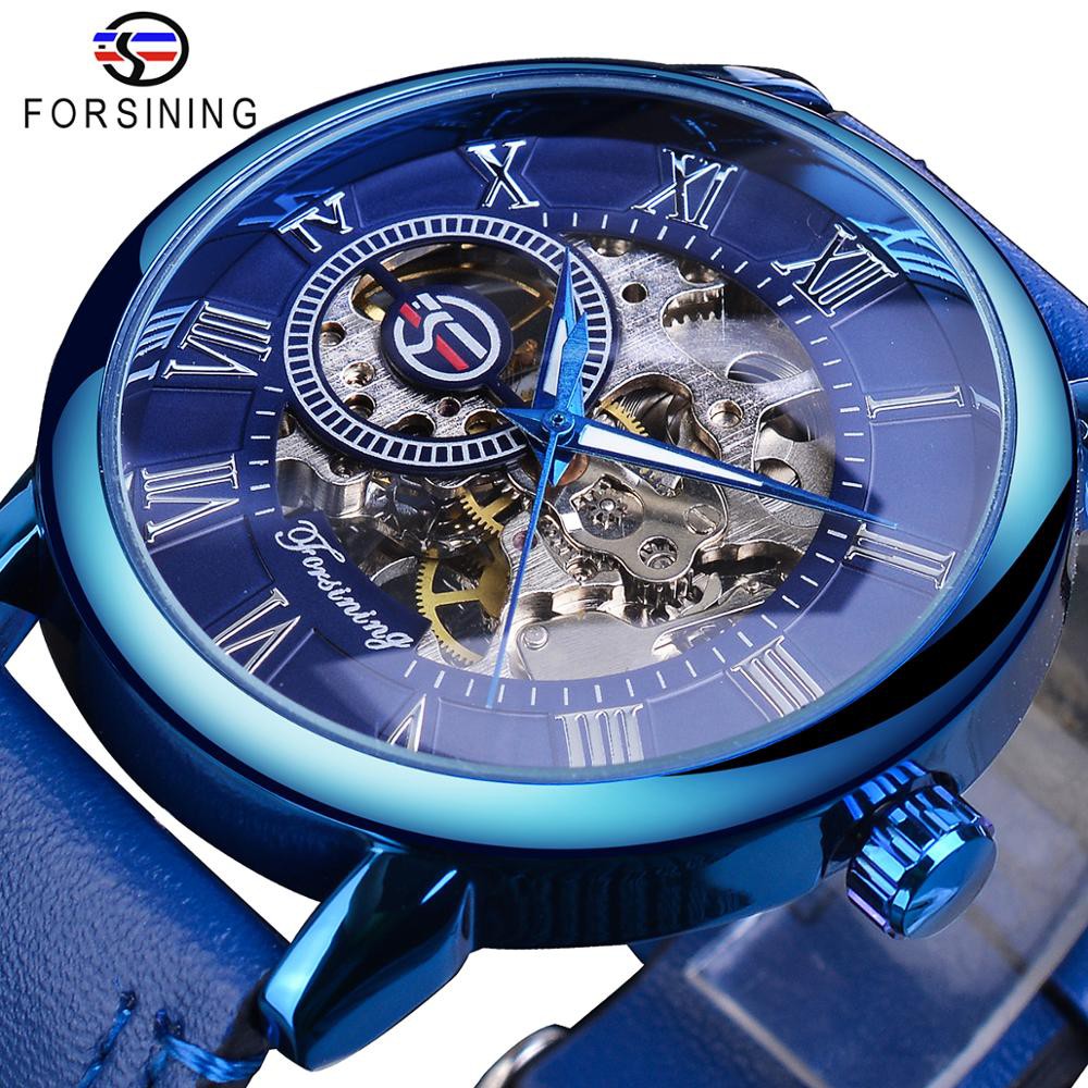 FORSINING Men's Wrist Watch Luxury Skeleton Watch Mechanical Hand Wound Real