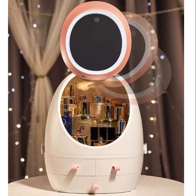 New LED Light HD Mirror Cosmetic Case Make Up Organizer Storage box | Shopee Malaysia