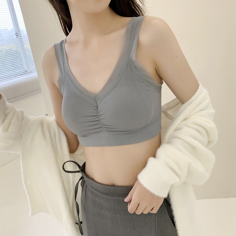 Camisole Bra Seamless (40-65kg) Cotton Wireless Push up Bra Solid Color  Girl Tube Top Backless Bra Student Underwear 睡眠內衣