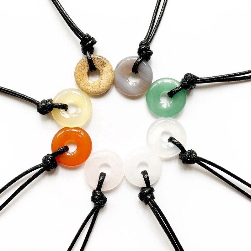 Natural Stones Jewelry Round Crystal Pendant Circle Stone Lucky
