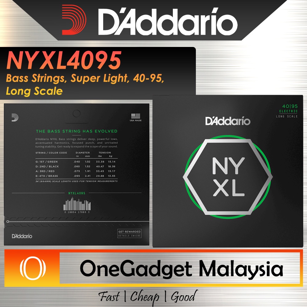 D’Addario NYXL4095 Bass Strings, Super Light, 4095, Long Scale (NYXL