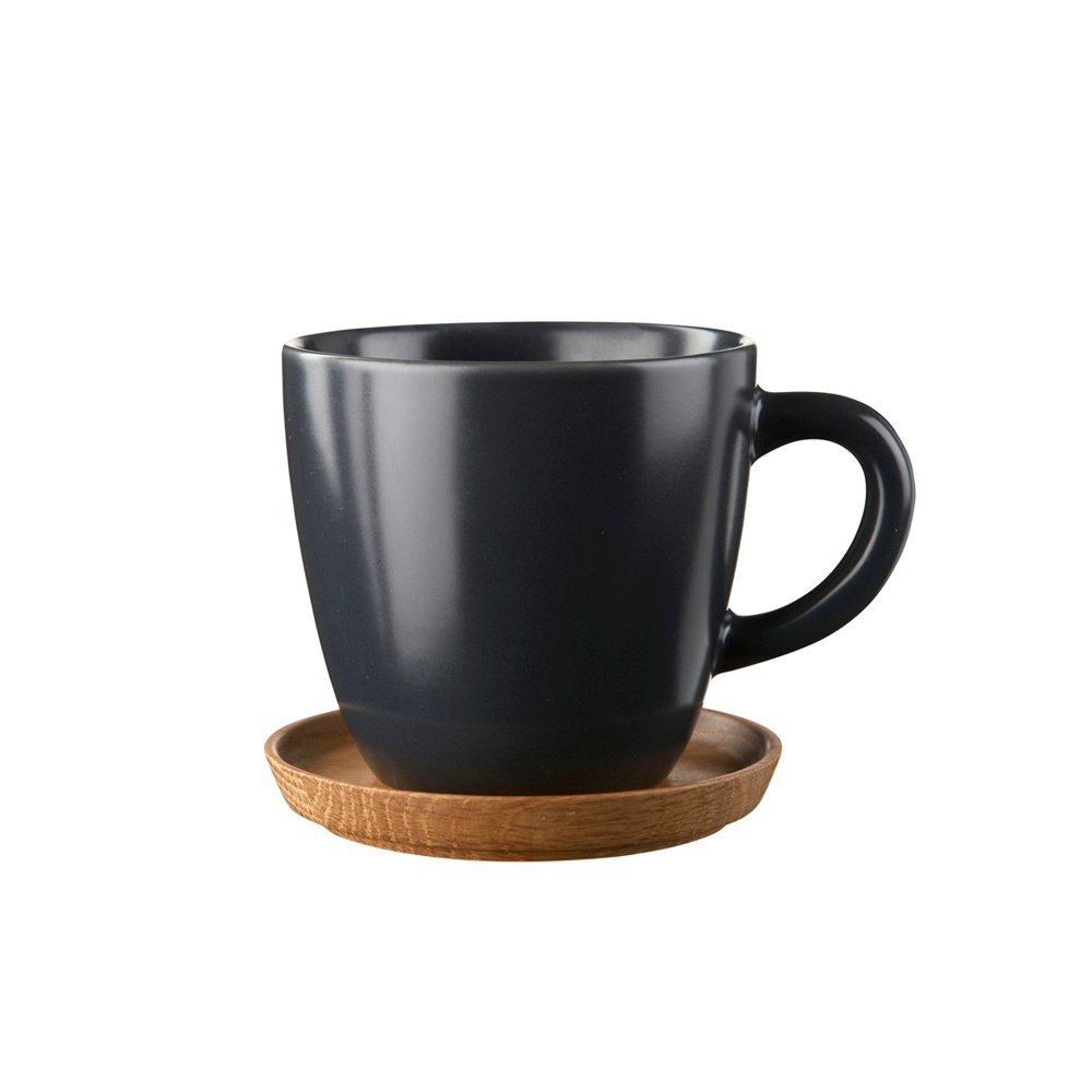 [Hieno] Rorstrand Höganäs Keramik Coffee Mug 33cl with Wooden Saucer ...