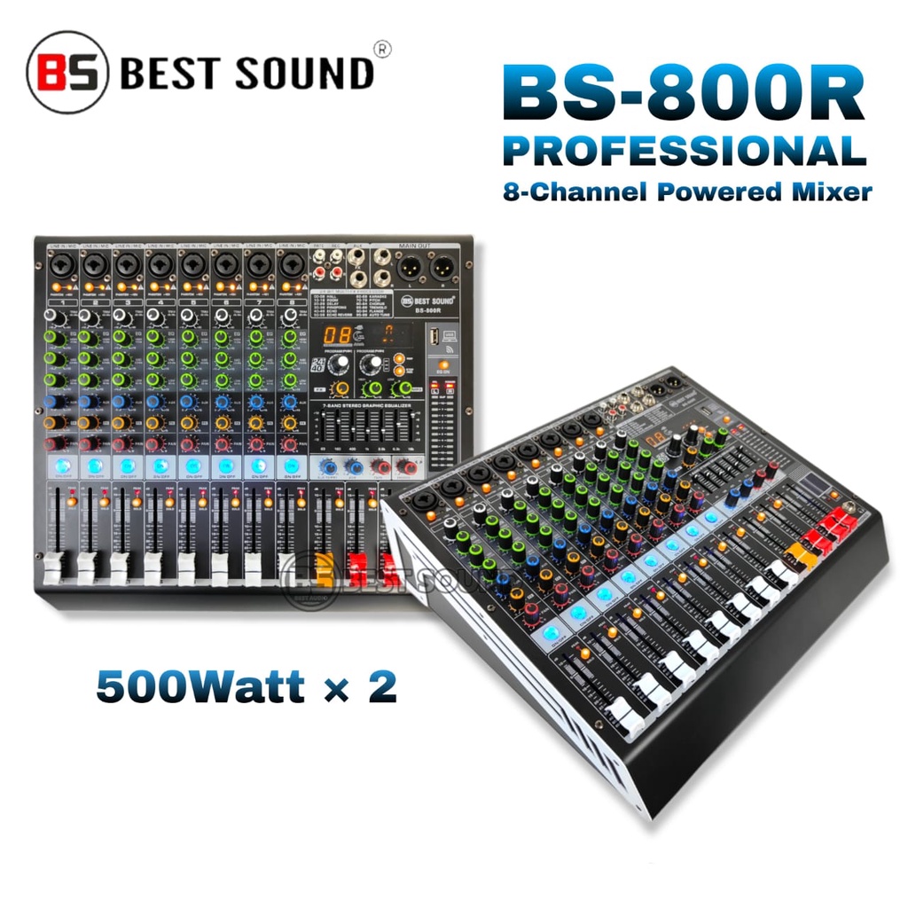 BS Best Sound Powered Mixer 8 Channel BS-800R( Ready Stock ) | Shopee ...