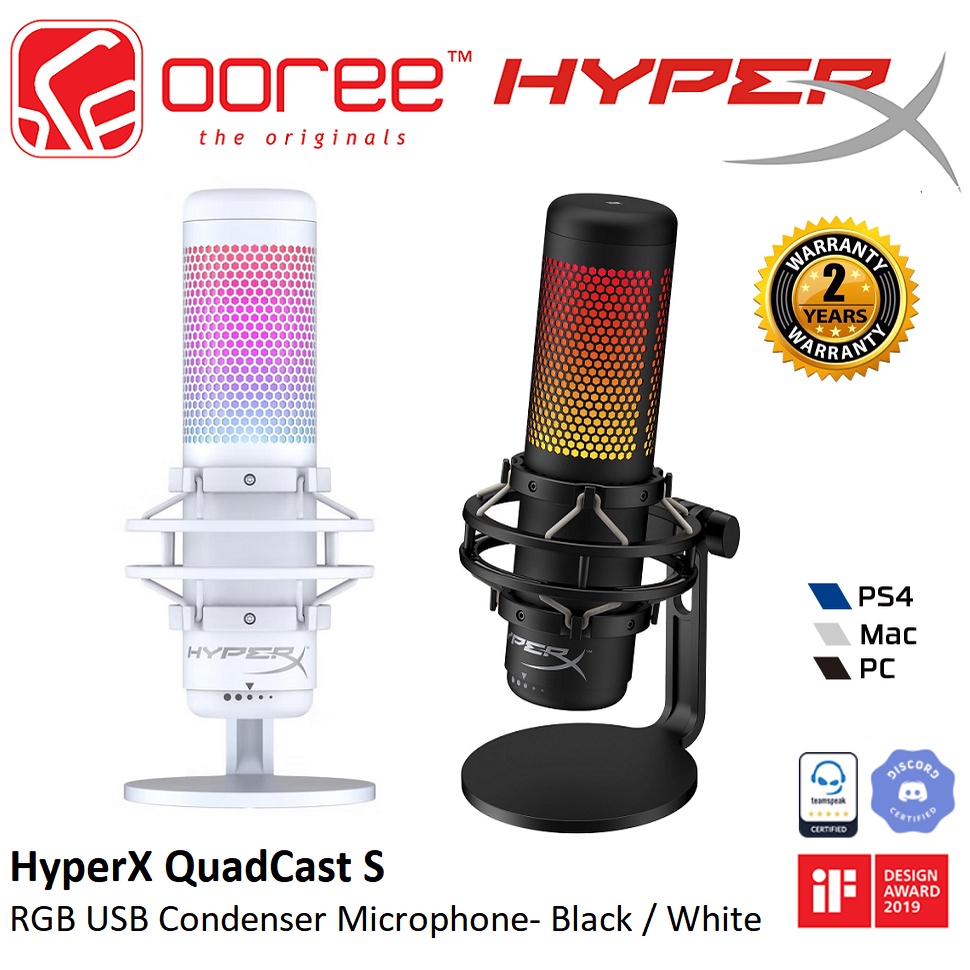 HyperX Quadcast S White RGB USB Condenser Microphone