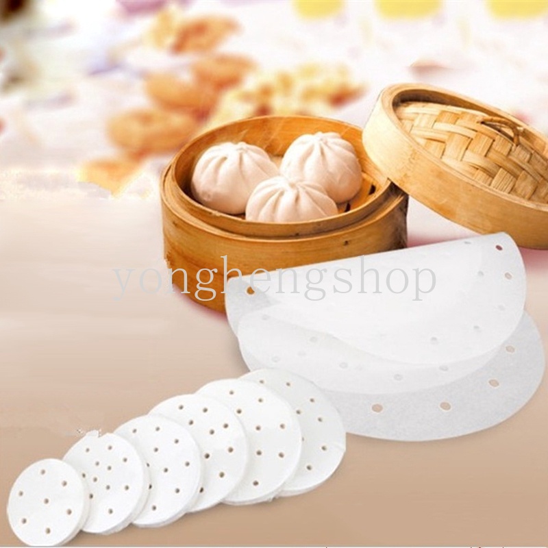 100PCS Perforated Steamer Paper Air Fryer Round Steamed Non-stick Paper ...