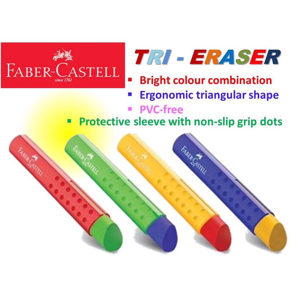 Faber Castell Tri Eraser Mix Colors with holder (Pemadam dengan ...
