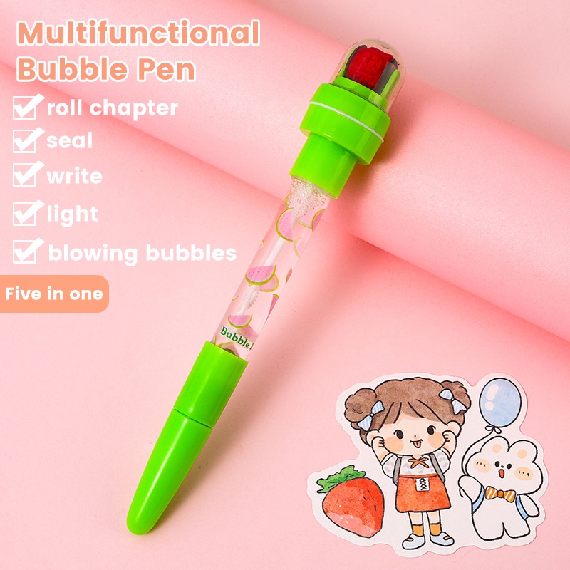 5 IN 1 Cute Seal Ballpoint Pen Children Toys Multifunction Bubble