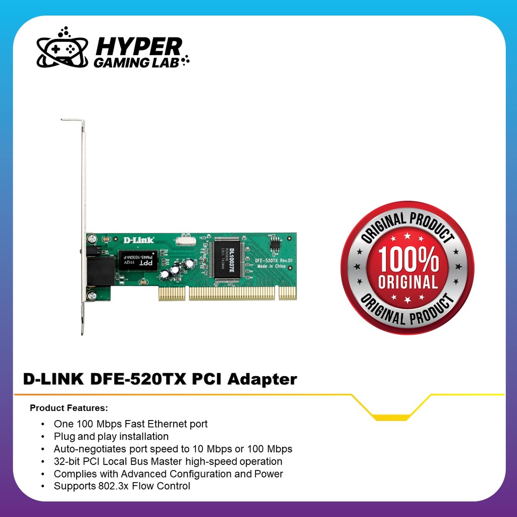 D-Link DFE-520TX 10/100Mbps Ethernet PCI Network/LAN Card for PC ...
