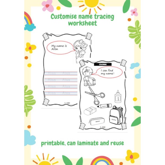 [pdf] Customised name tracing worksheet Latihan menulis nama | Shopee ...