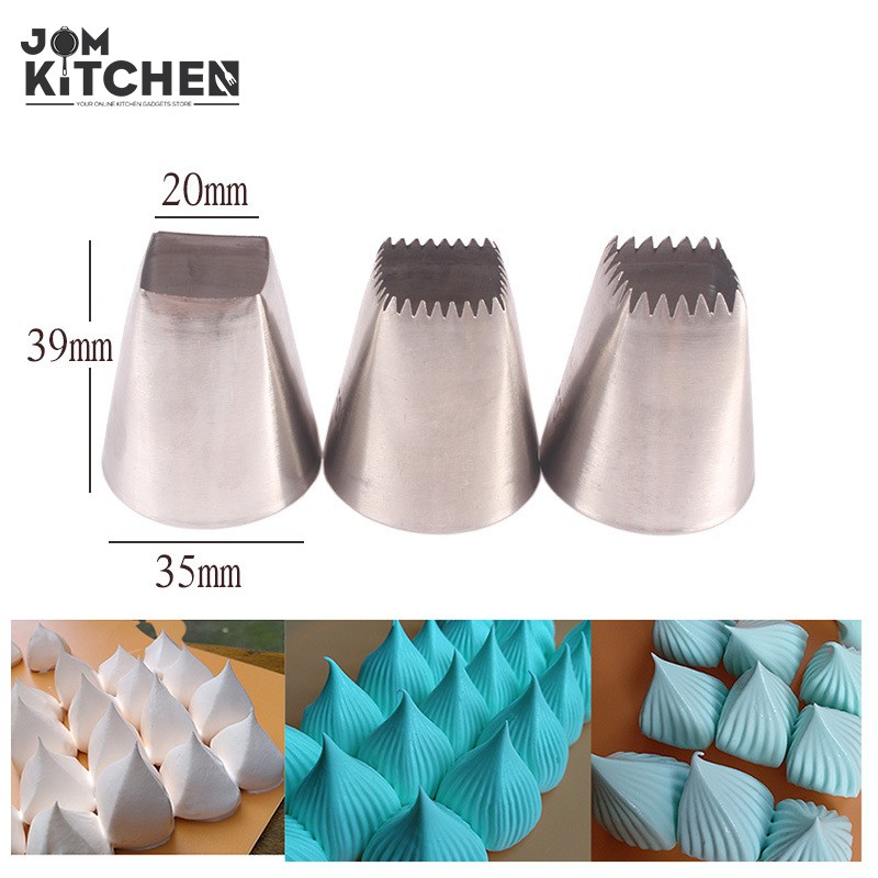 Jom Kitchen 3Pcs Square Cream Korean Style Tips Pastry Nozzles