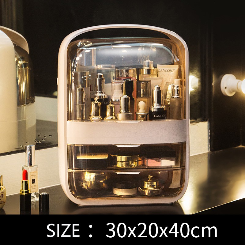 Multifunctional Makeup Organizer,Waterproof and Dustproof Cosmetic Organizer Box Portable Handle