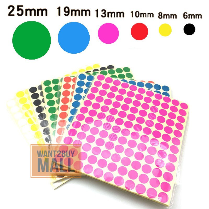 🇲🇾 1 Sheet Round Circle Bulat Dot Self Adhesive Color Label Remark Code ...
