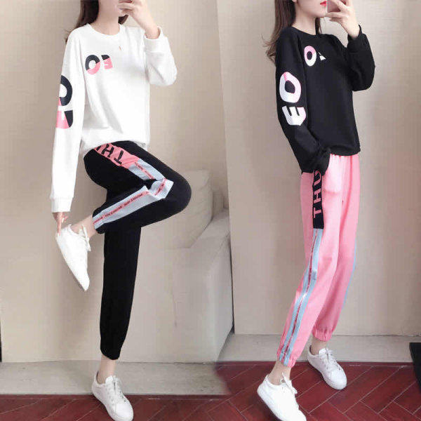 Long Sleeve Sports Suit Women 2022 New Fashion Trend Loose Korean Casual  Sweater Two Piece Suit