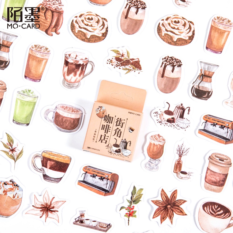 ENWEI 46 Pcs Coffee Shop Series Ins Style Journal Stickers Scrapbooking ...