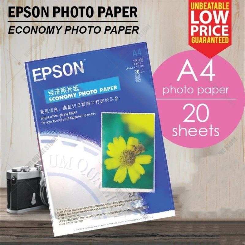 EPSON Bright White , Glossy Photo Paper 187gsm20 Sheets/Pack A4