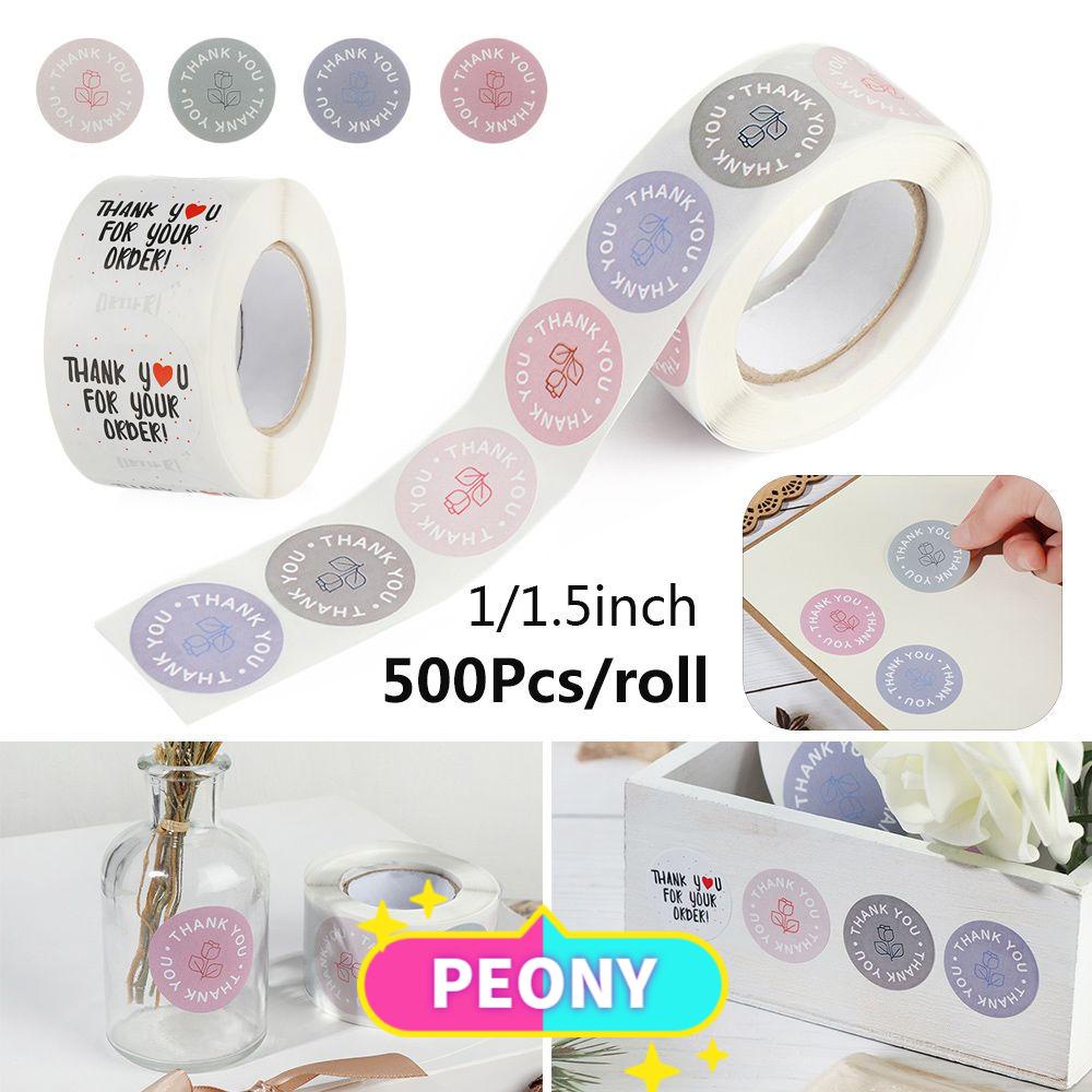 PEONY 500pcs/roll Craft Package Label Self Adhesive Thank You Gift ...
