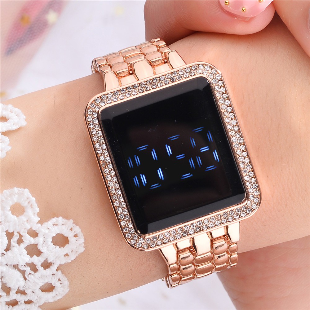 Jam Tangan Perempuan Luxury Rhinestone Touch Screen LED Electronic