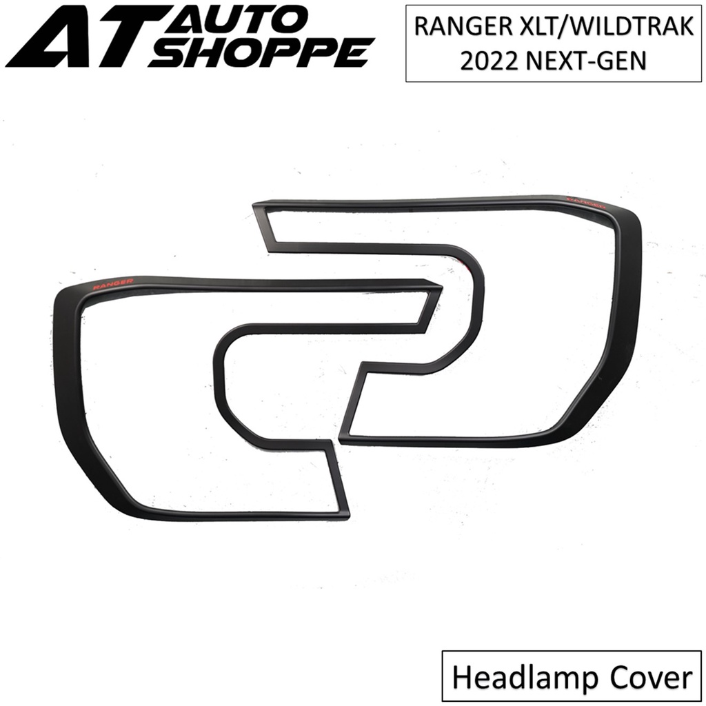 HEADLAMP COVER PROTECTOR MATTE BLACK FOR FORD RANGER 2022 NEXT-GEN T9 ...
