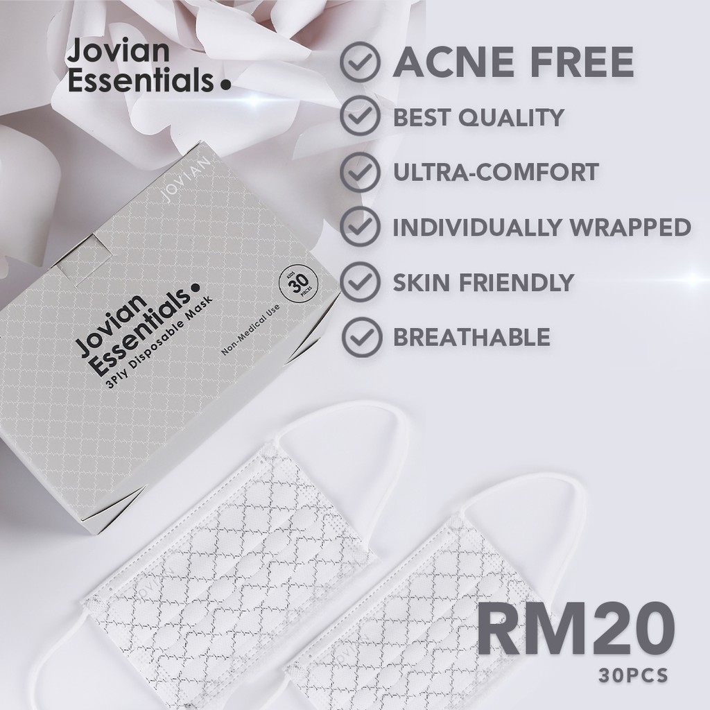 Jovian 3Ply Mask White Monogram For Kids Shopee Malaysia
