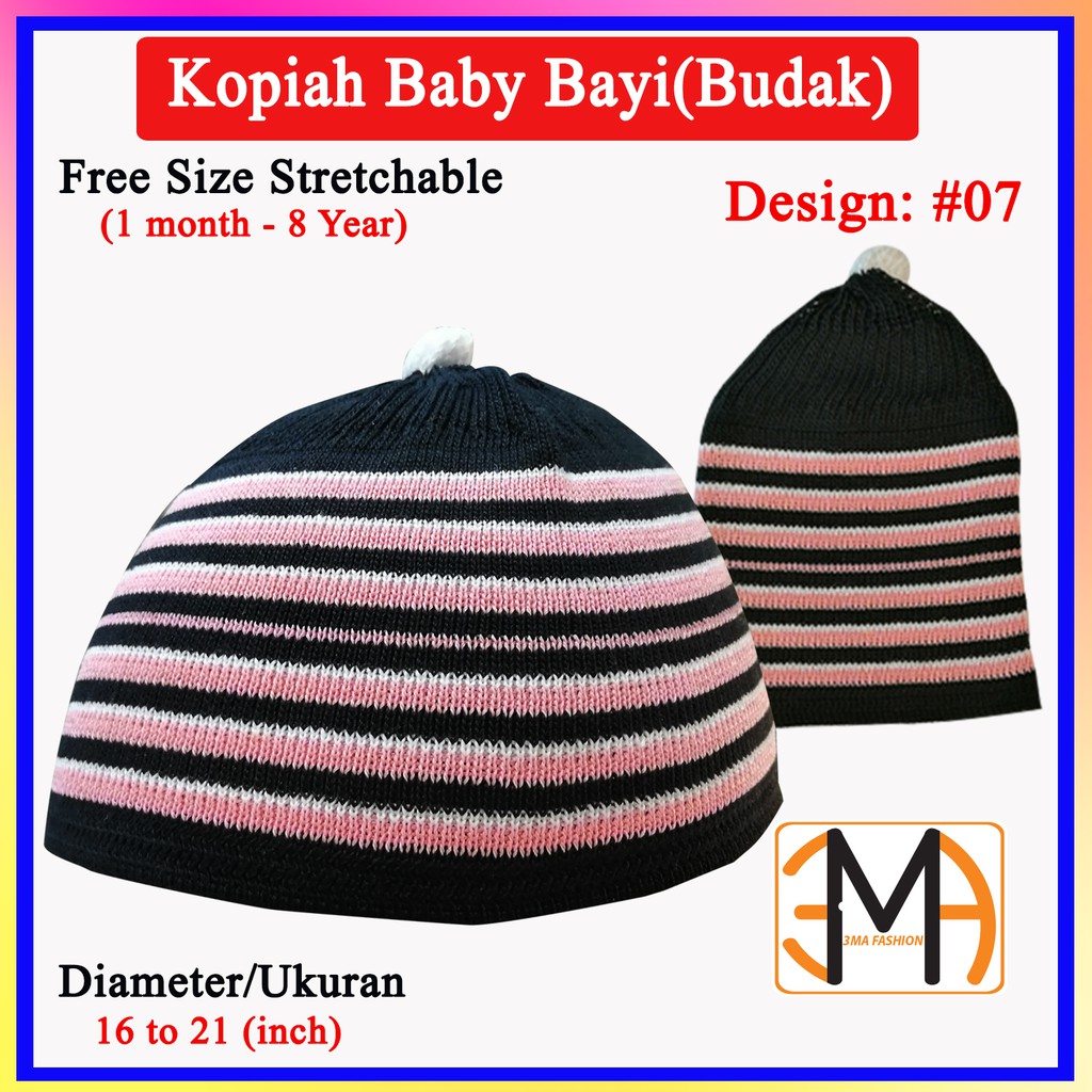 Kopiah Baby/Bayi (Budak) Free Size Stretchable (1 month - 8 Year ...