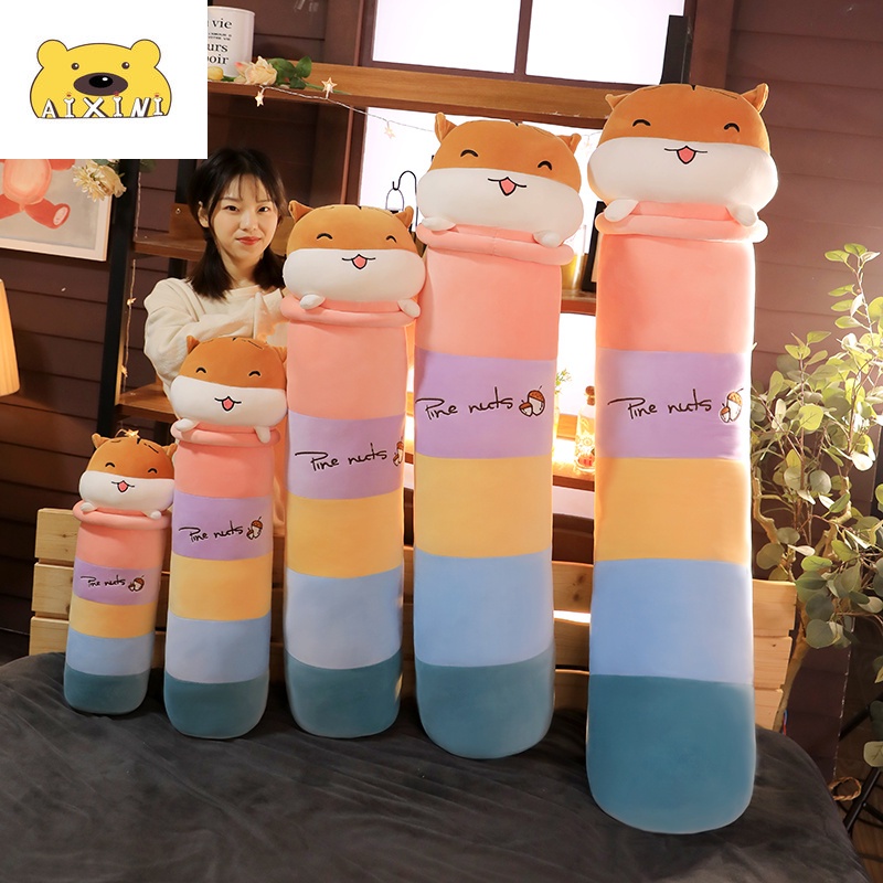 328AIXINI Long Rainbow Hamster Plush Stuffing Fluffy Long Comfy Bolster