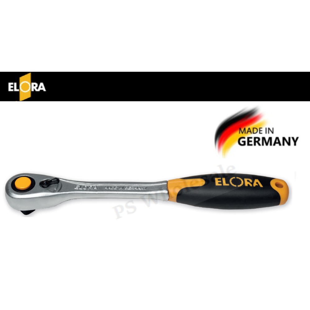 Elora 770-L1K Hebelumschaltknarre 1/2 Zoll – Feinverzahnt, Mit Schmalem Kopf & QUATROLIT-2K-Griff