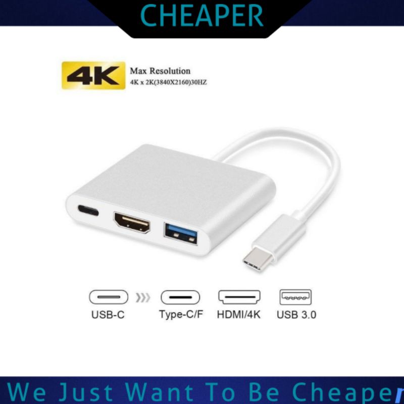 HUB TYPE C TO HDMI / VGA / TYPE C / USB3.0 - Max Frame