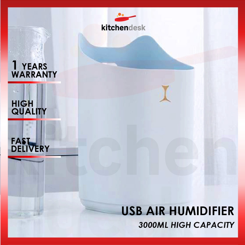 KD_ Air Humidifier 3L USB Lamp Diffuser Aroma Essential Oil Home Fogger ...