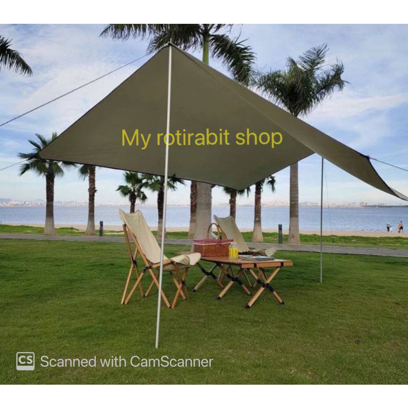 Camping tarp, Tent Tarp Rectangle 5m x 3m , Butterfly shape 6m x 4.2m