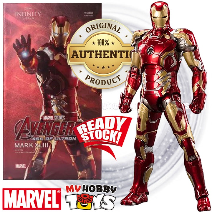 Figurine Articulée Iron Man MK43 Marvel Avengers 1/10 Par ZD Toys - Produit Officiel Disney, Environ 18 Cm