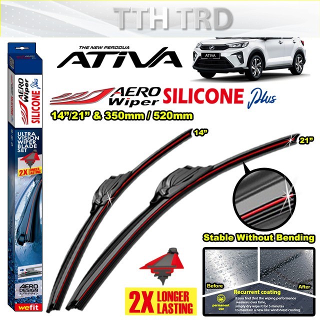 Perodua Ativa Aero Wiper Red Line Silicone Plus U-Hook Type (21