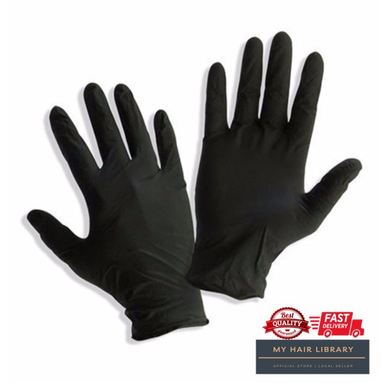 Black Latex Glove / Thickest Quality Powder Free (Sarung Tangan Gloves