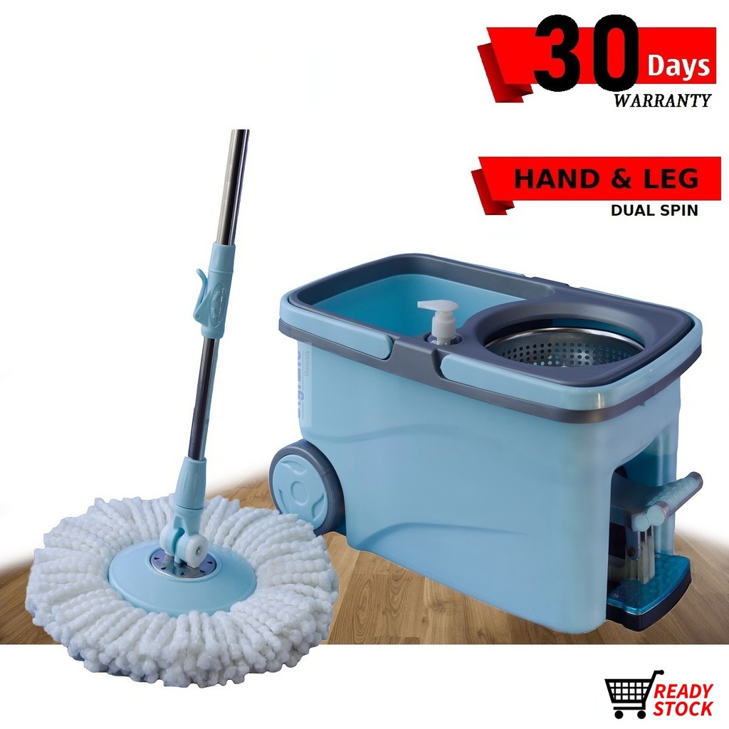 8.5L Big Pail Spin Mop Floor Cleaner Mop Lantai Modern Viral Leg Pedal
