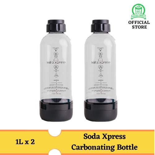 Soda Xpress 1L PET In Pair Carbonating Bottle Black Sparkling Water
