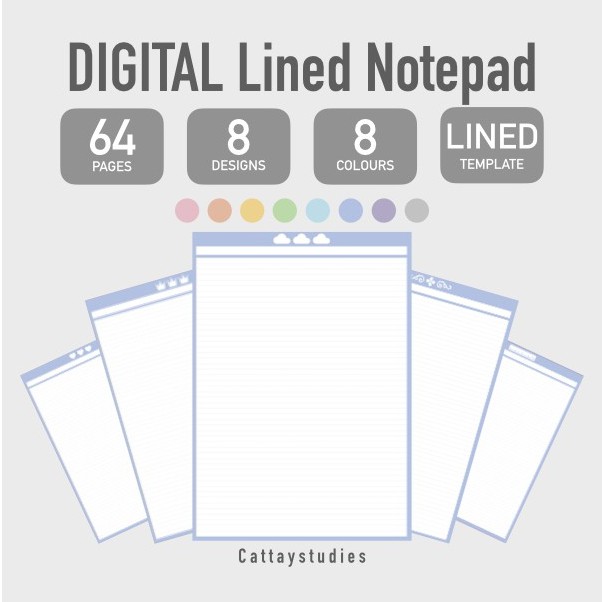[DIGITAL NOTEPAD] Digital Lined Template with 8 different designs and 8 ...