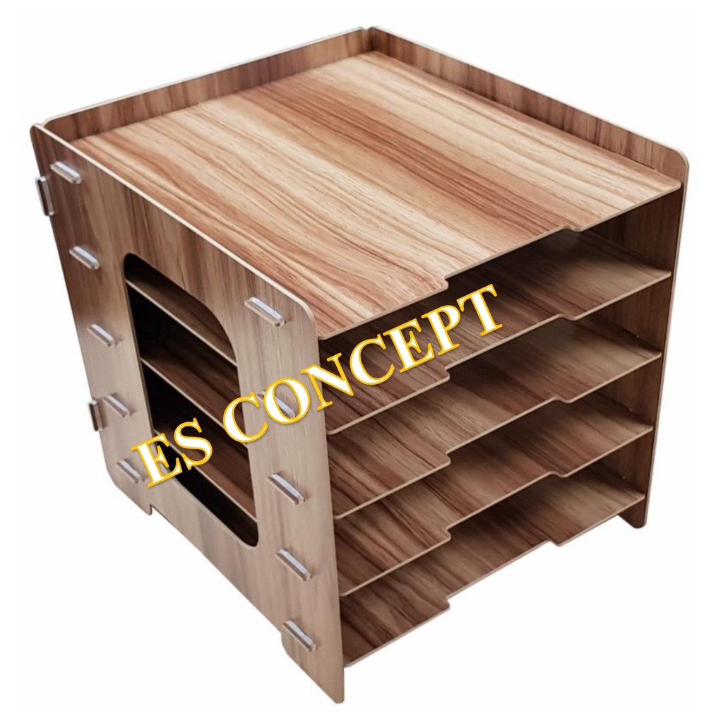 Wooden 5 Layer Desktop Rack, Wooden 5 Layer Table Rack, Document Rack ...