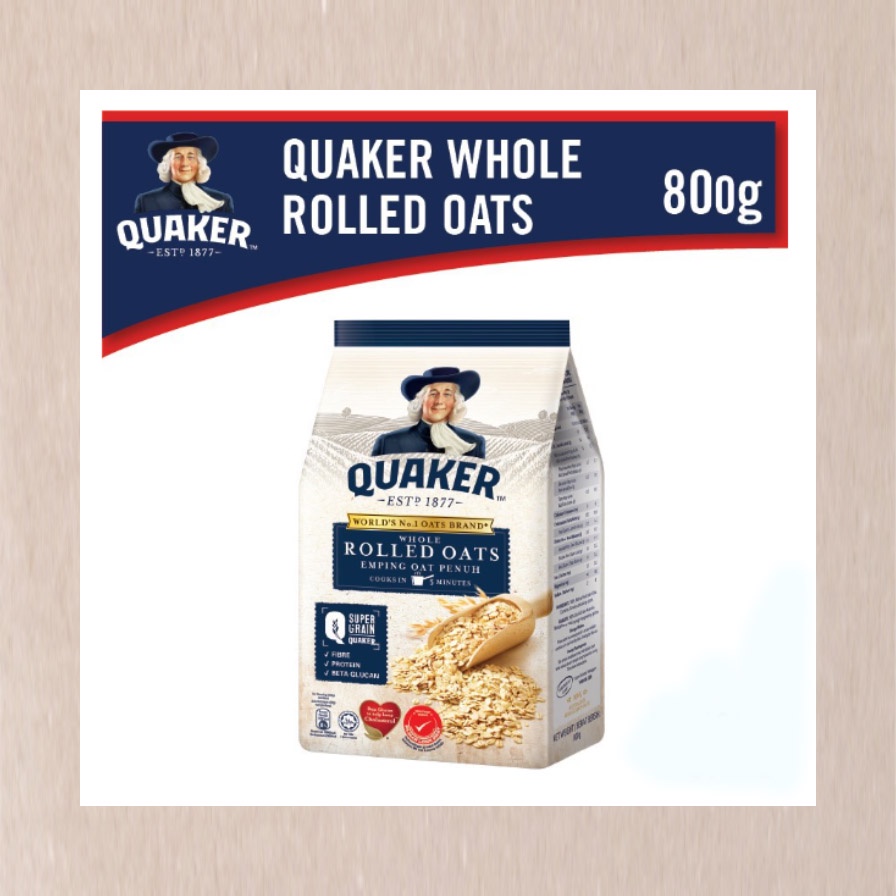 QUAKER WHOLE ROLLED OATS 800G – NEW | Shopee Malaysia