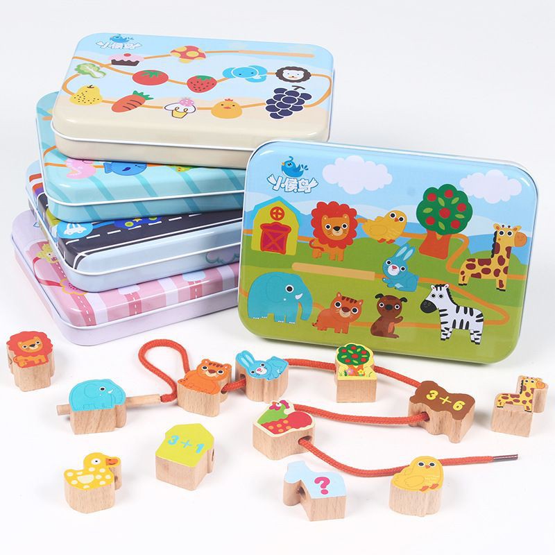 lego minecraft Montessori Wooden Lacing Beads Animals Ocean Traffic ...