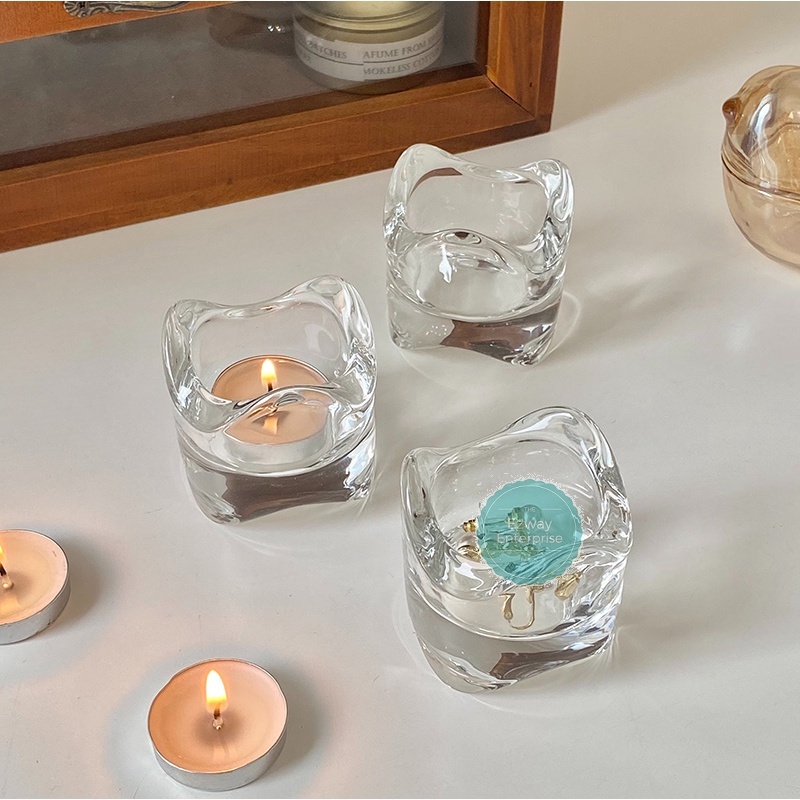 Tea Light Holders Square Votive Candle Holders, Clear Crystal Tealight