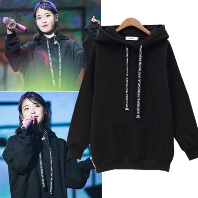 IU INSPIRED BLACK HOODIE Shopee Malaysia